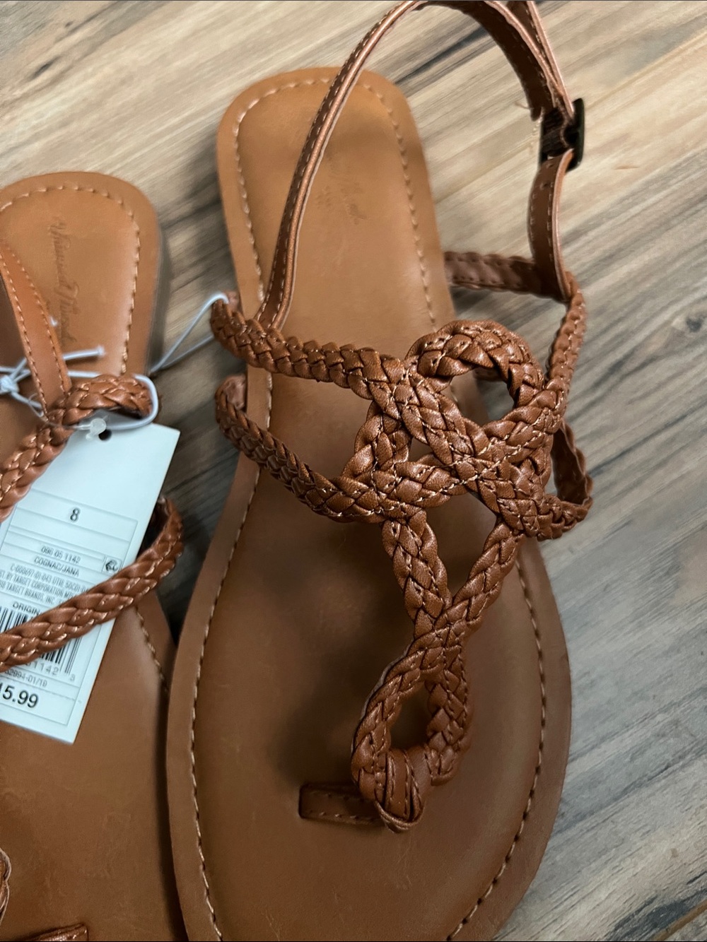Braided Strap Brown Women's Sandals - Picture 3 of 4